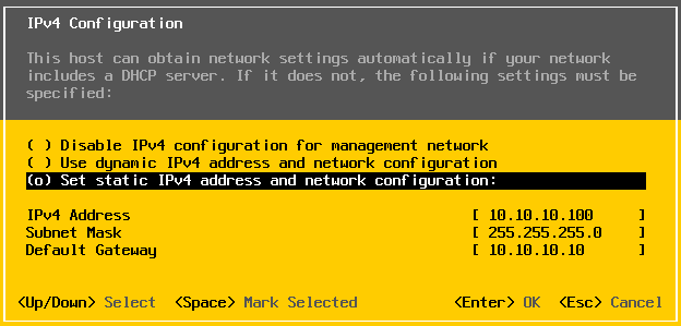 Set Static IPv4 address and network configuration
